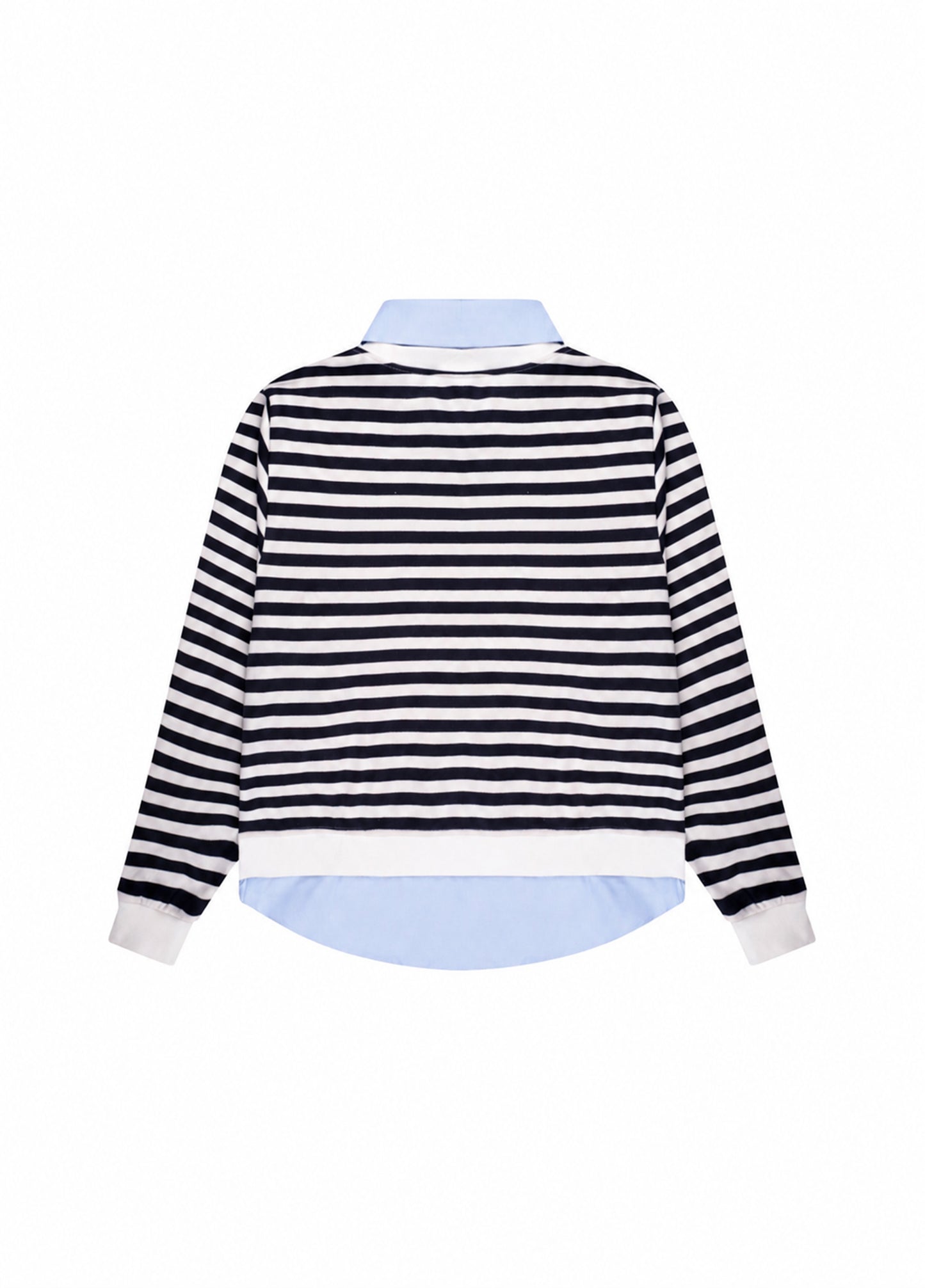 Navy Striped Shirt-Layered Sweatshirt