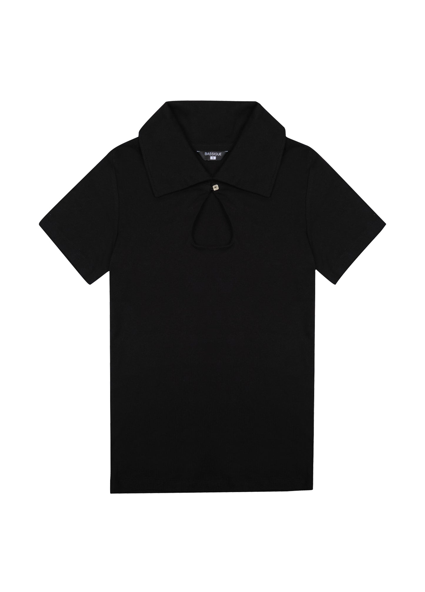 Siyah Keyhole Neck T-Shirt