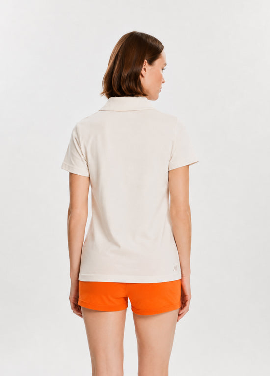 Ecru Keyhole Neck T-Shirt