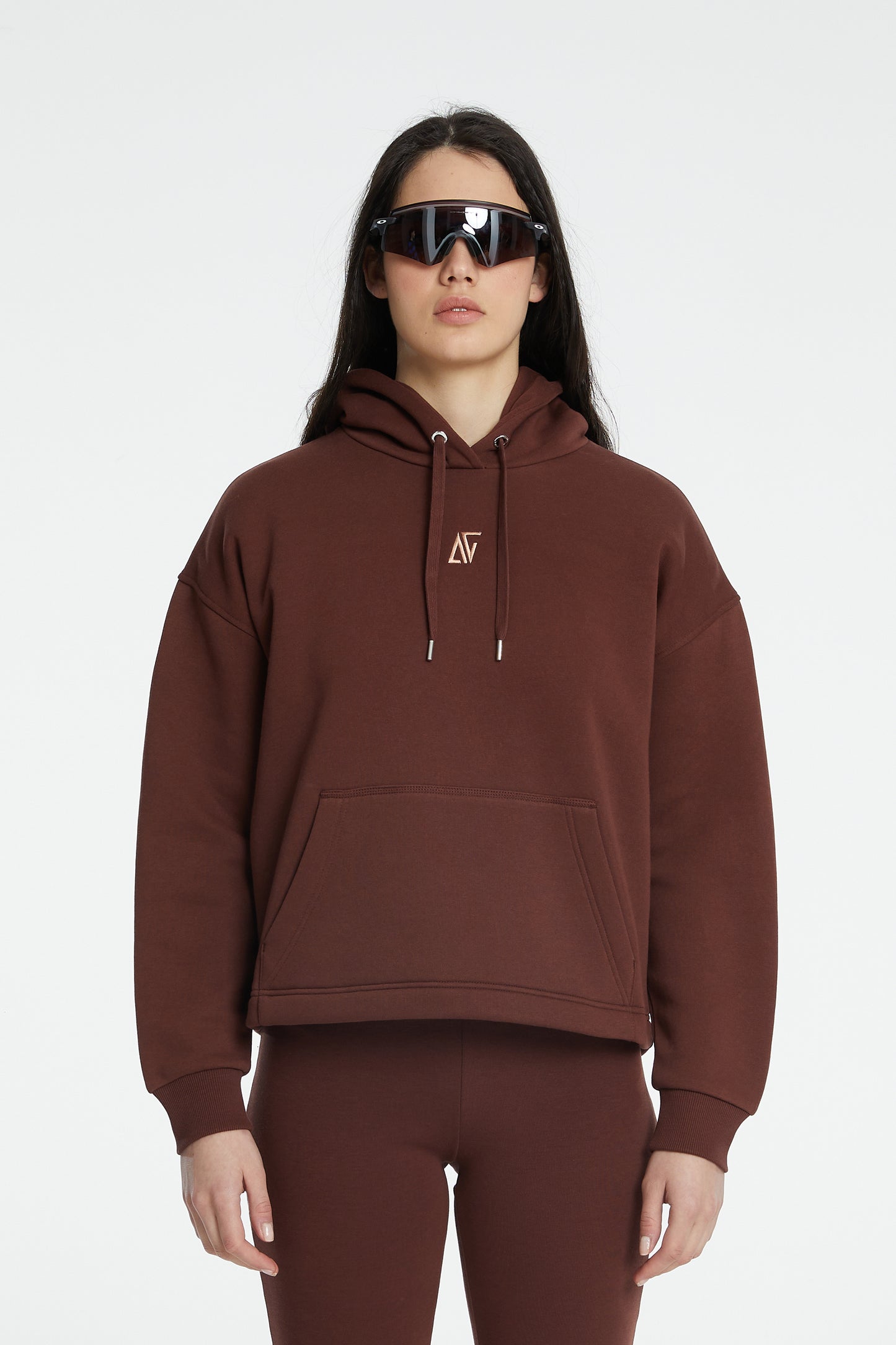 Oversize Kapüşonlu Sweatshirt - Kahverengi