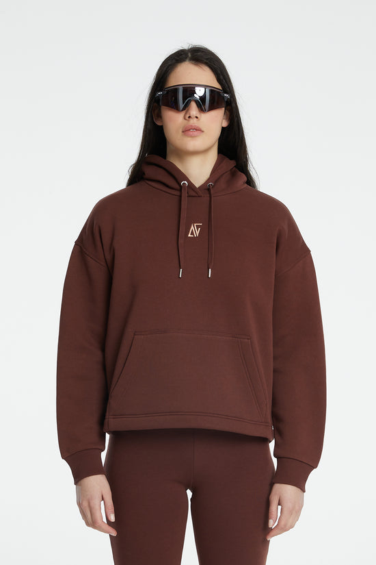 Oversize Kapüşonlu Sweatshirt - Kahverengi