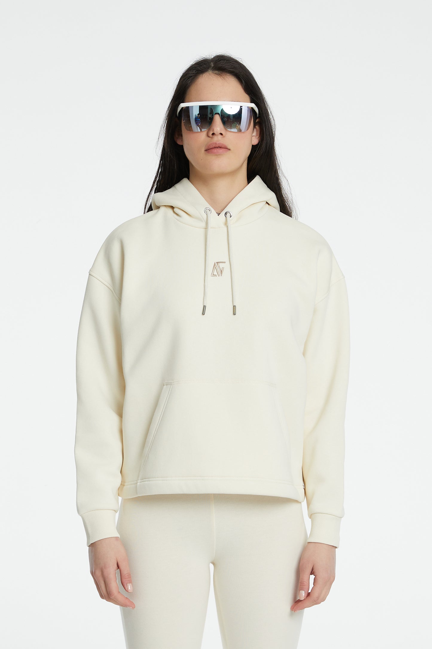 Oversize Kapüşonlu Sweatshirt - Krem
