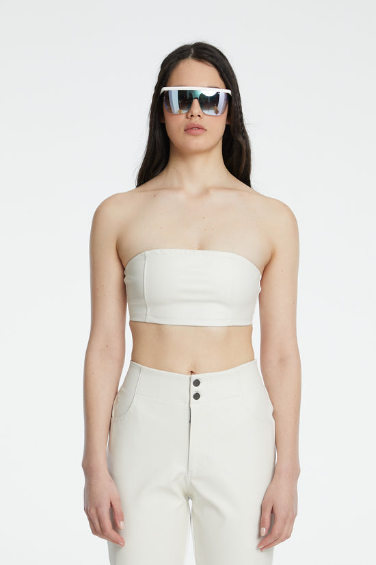 Vegan Leather Bralette - Eggshell