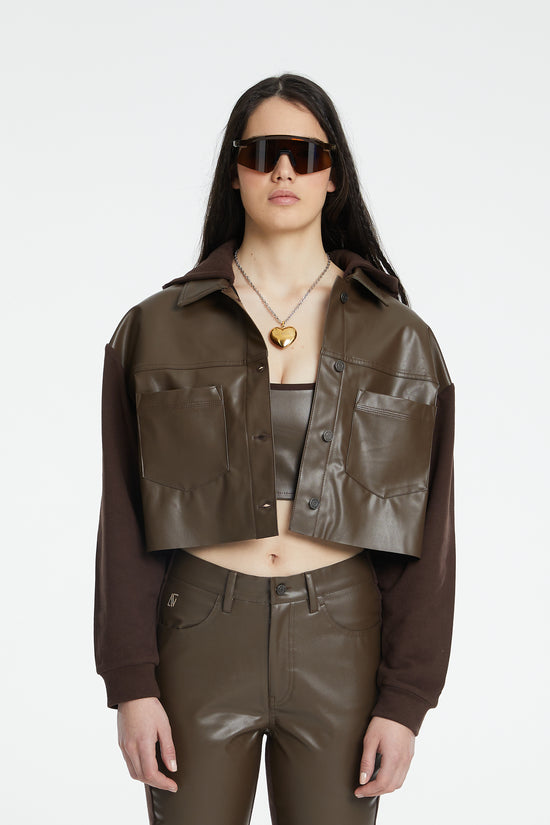 Vegan Leather Jacket - Chocolate