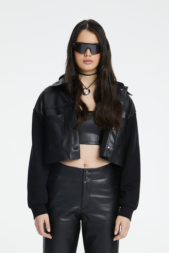 Vegan Leather Jacket - Black