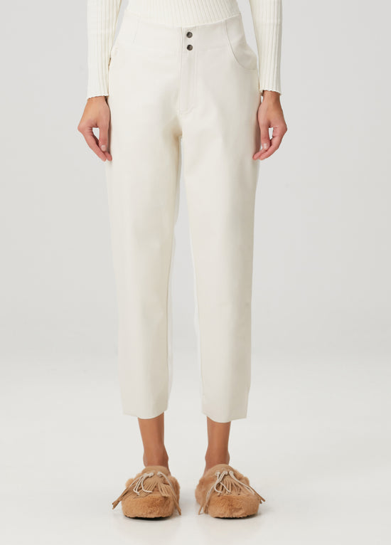 Vegan Leather Boyfriend Sweatpant - Eggshell