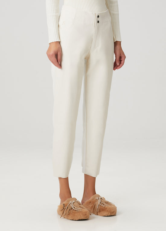 Vegan Leather Boyfriend Sweatpant - Eggshell