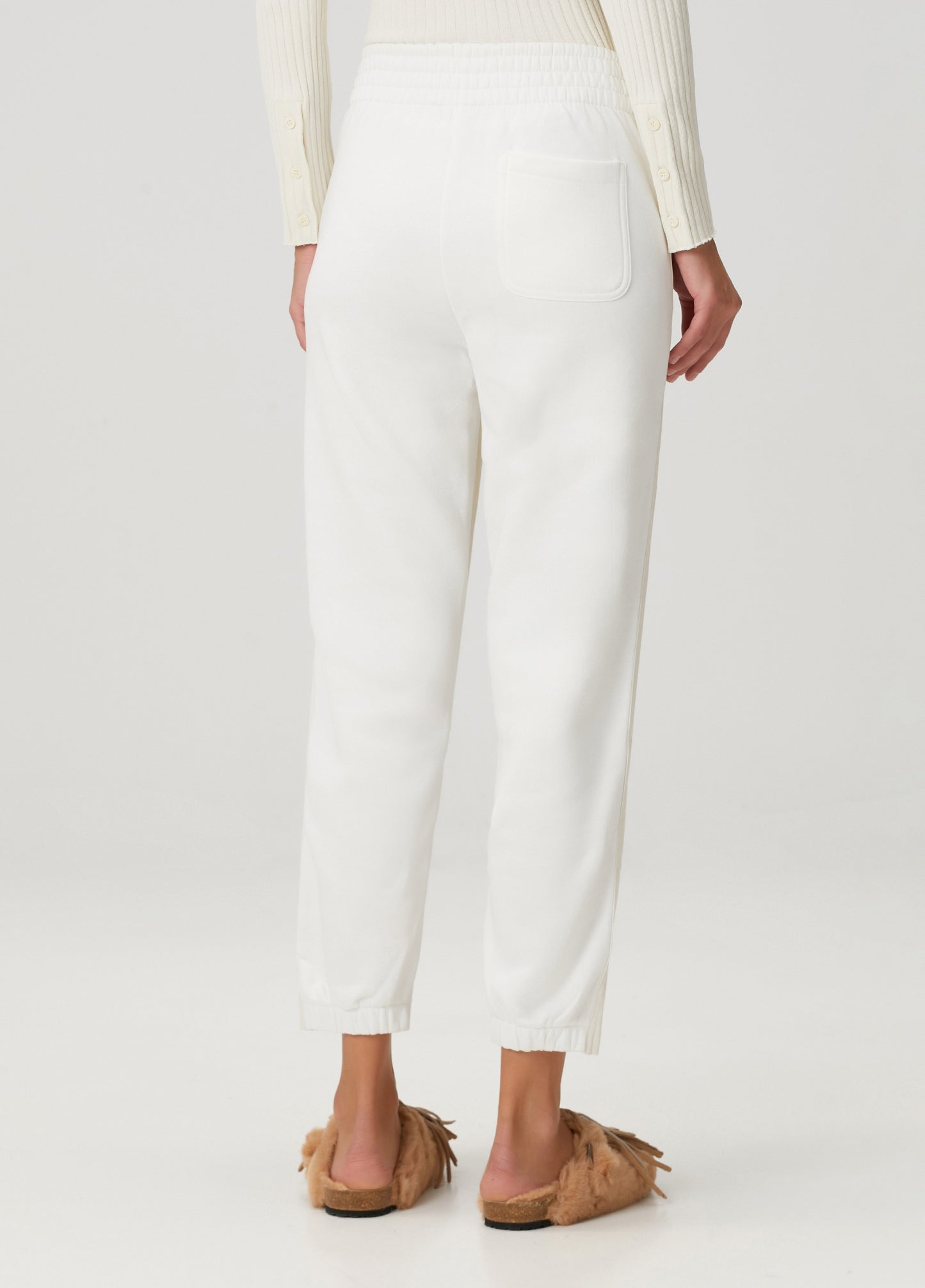 Vegan Leather Boyfriend Sweatpant - Eggshell