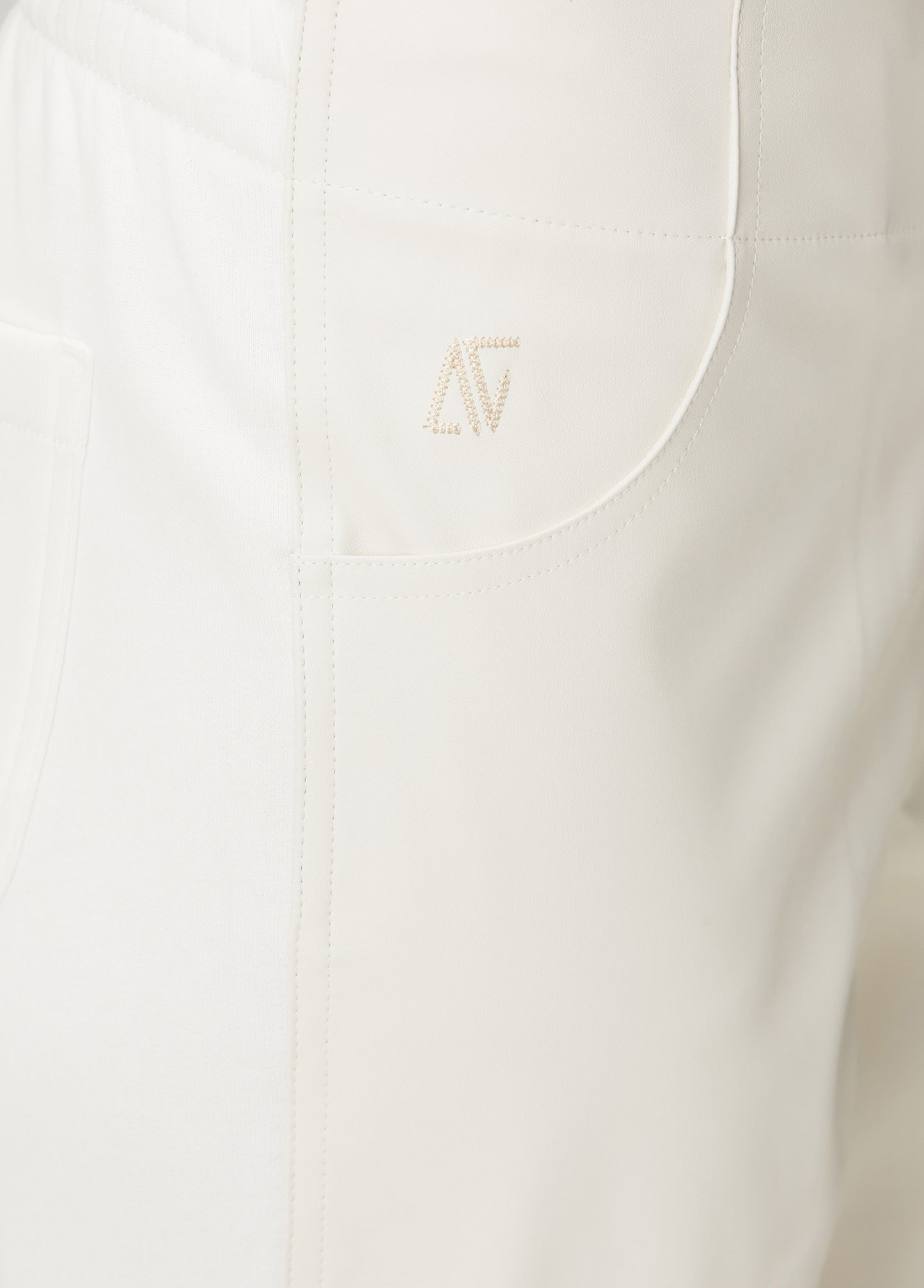 Vegan Leather Boyfriend Sweatpant - Eggshell