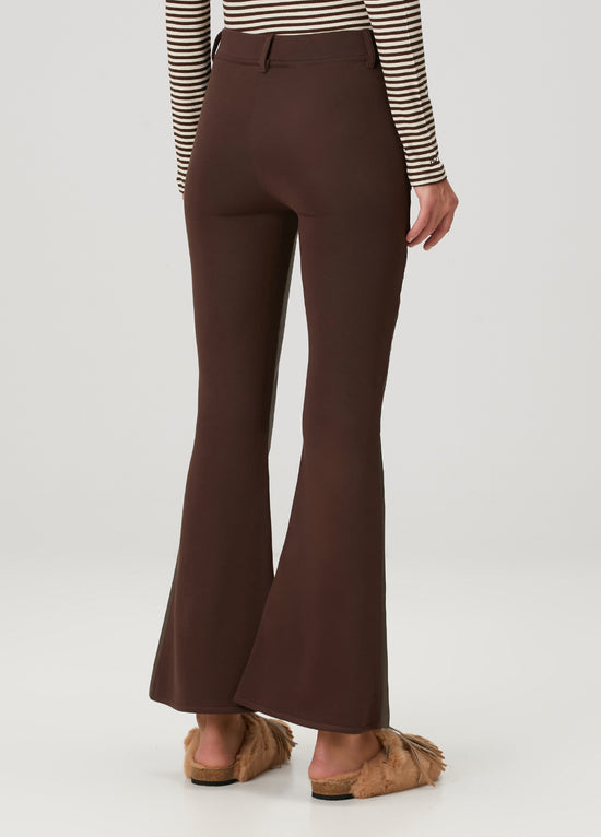 Vegan Leather Flare Sweatpant - Chocolate