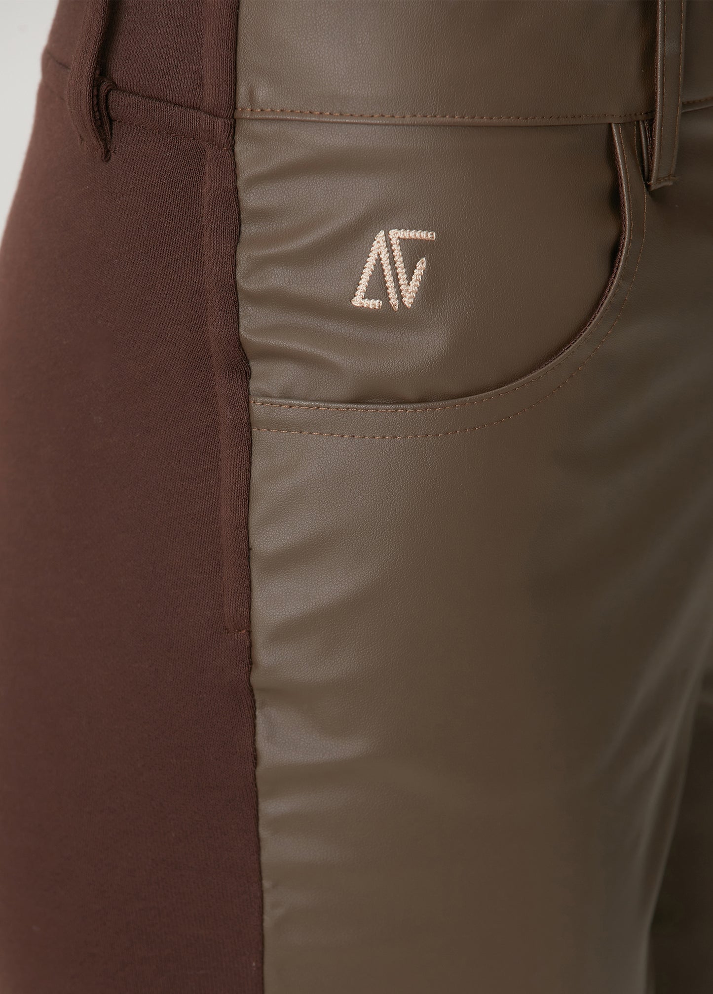 Vegan Leather Flare Sweatpant - Chocolate