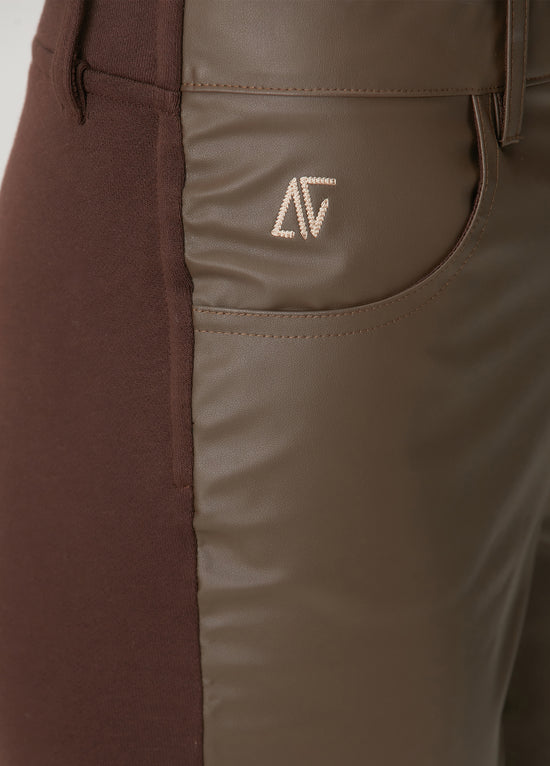 Vegan Leather Flare Sweatpant - Chocolate