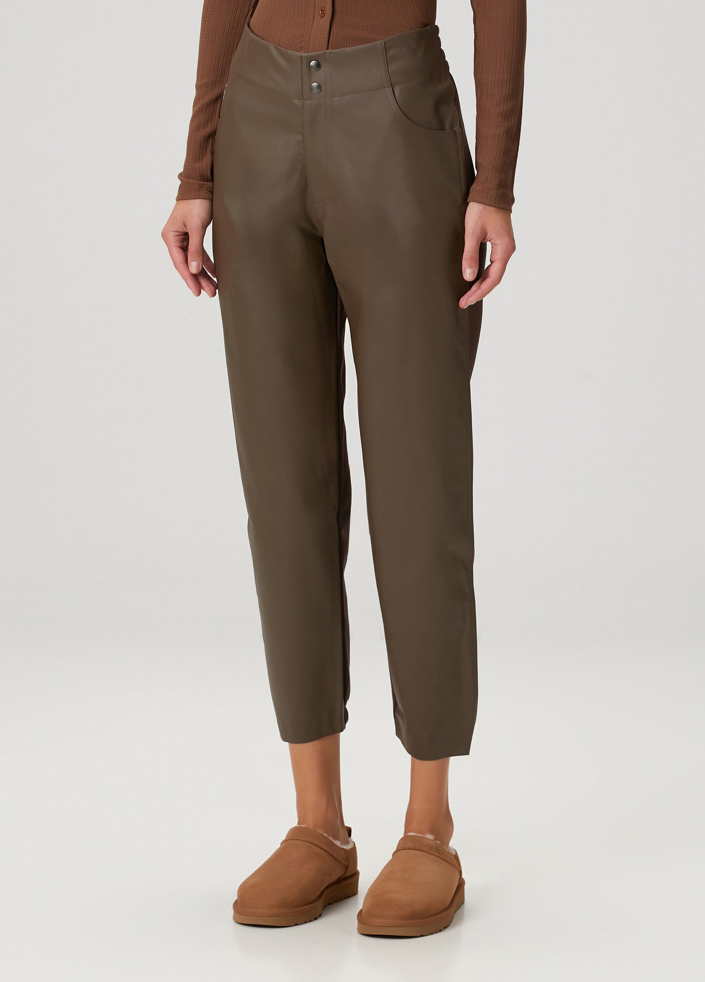 Vegan Leather Boyfriend Sweatpant - Chocolate