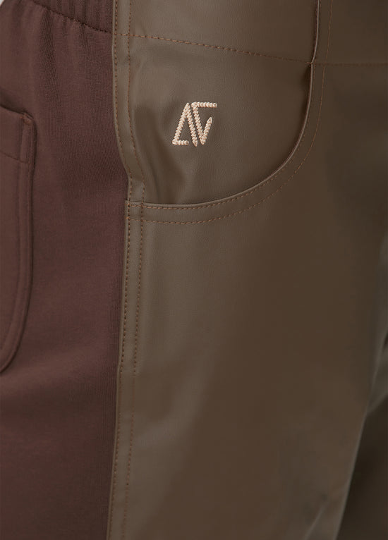 Vegan Leather Boyfriend Sweatpant - Chocolate