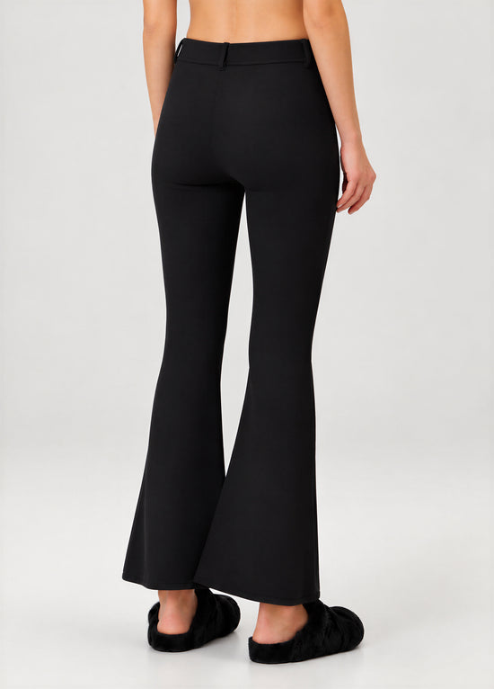 Vegan Deri Flare Pantolon - Siyah