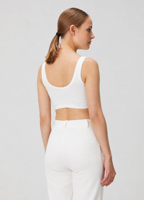 Vegan Leather Tank Top - Eggshell