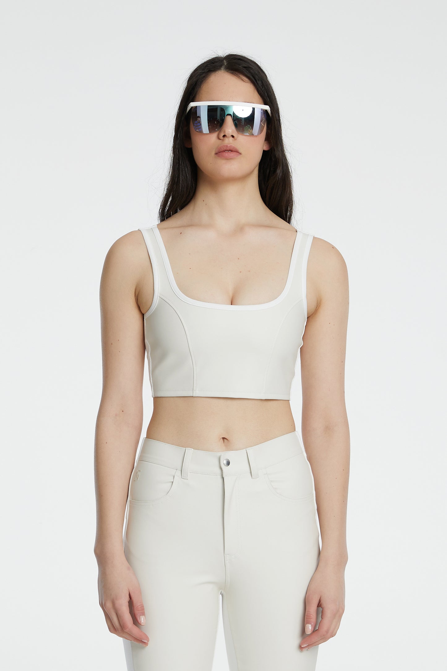 Vegan Leather Tank Top - Eggshell