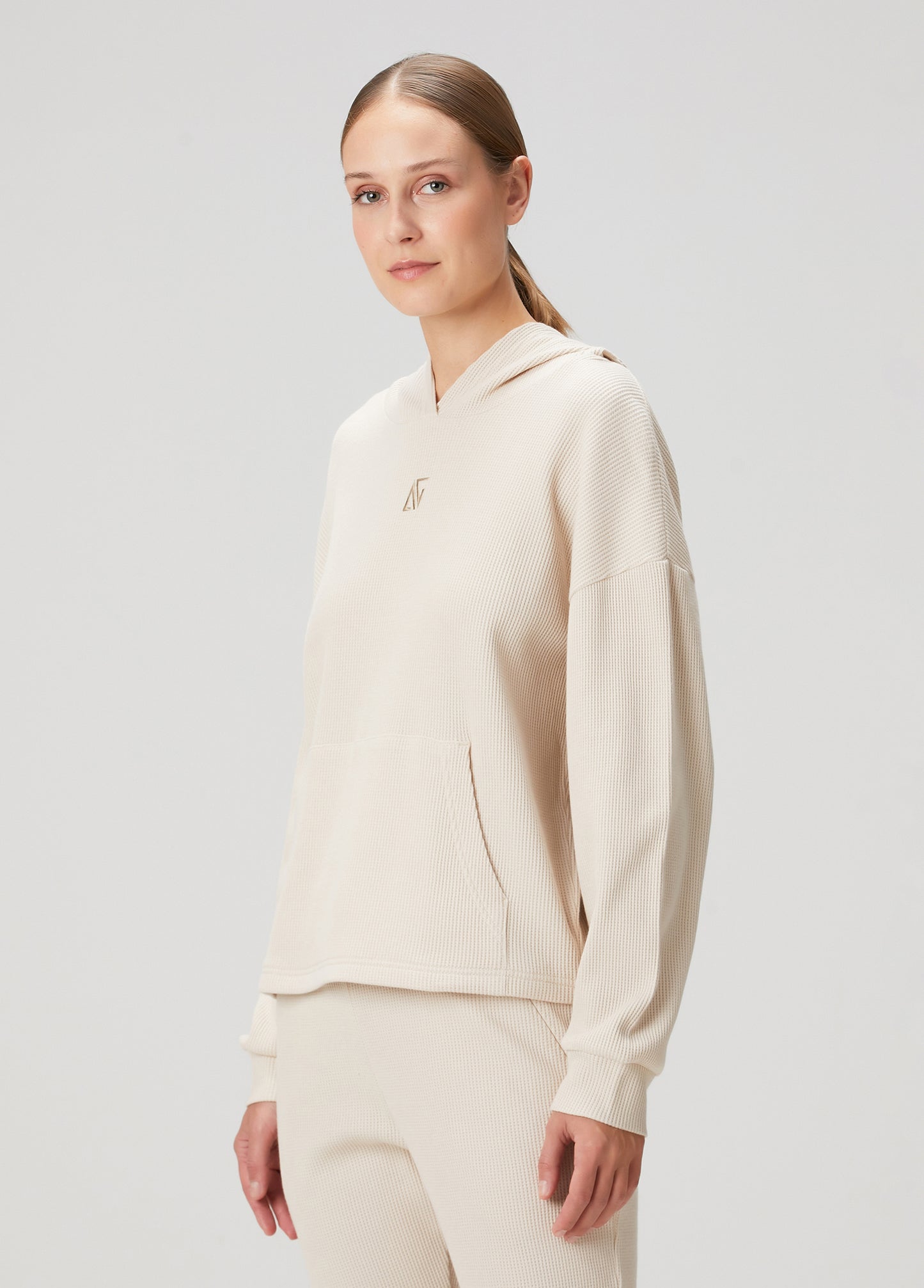 Waffle Oversize Hoodie - Warm Beige