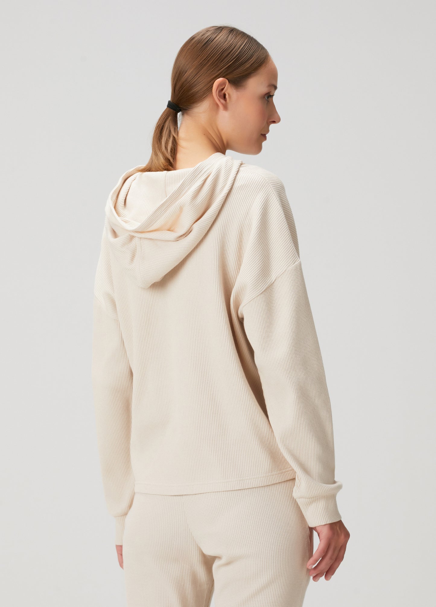 Waffle Oversize Hoodie - Warm Beige