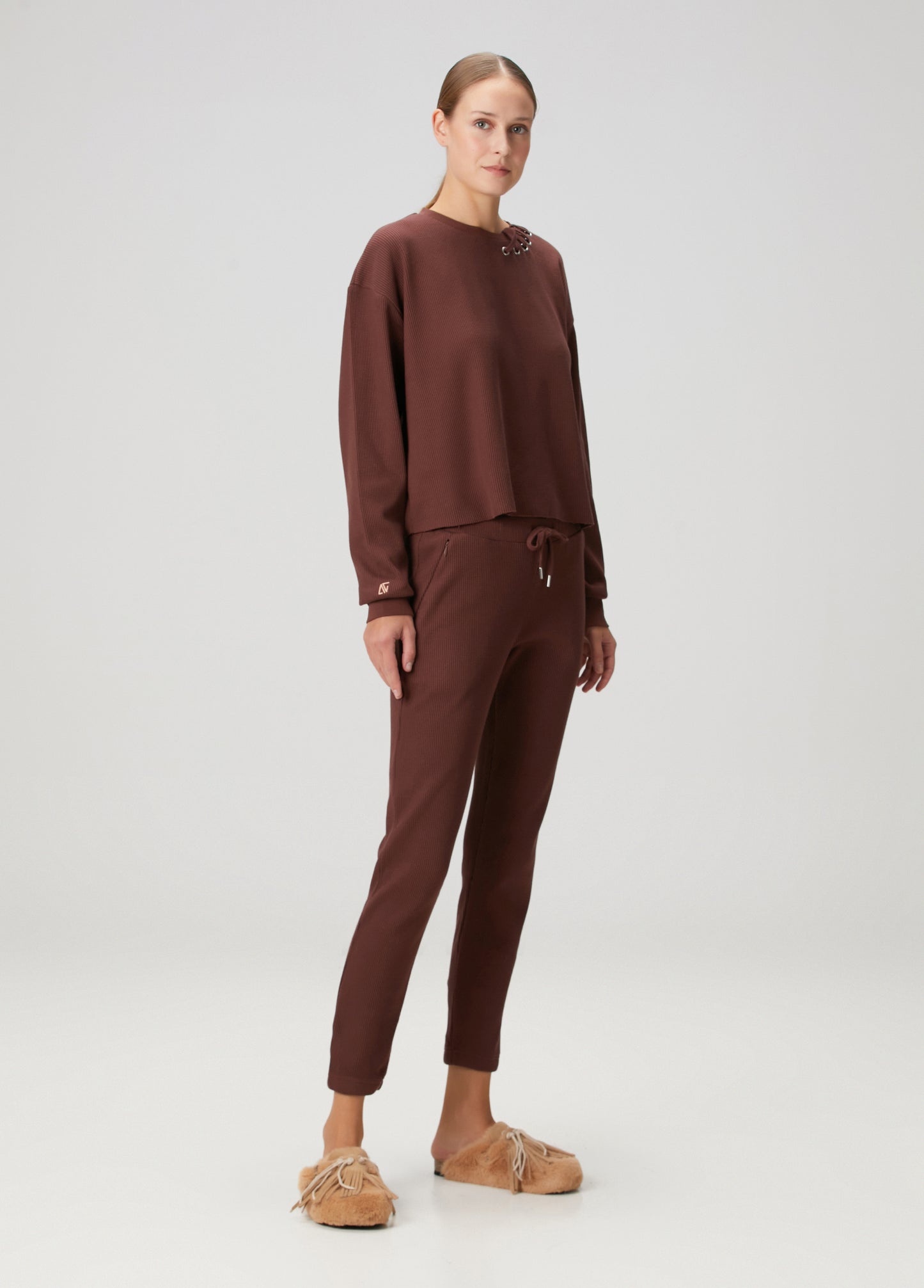 Waffle Sweatpants - Brown Stone