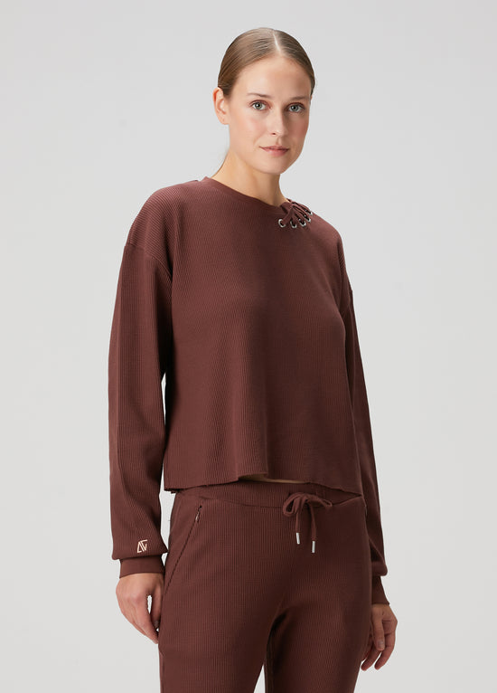 Waffle Crewneck Sweatshirt - Brown Stone