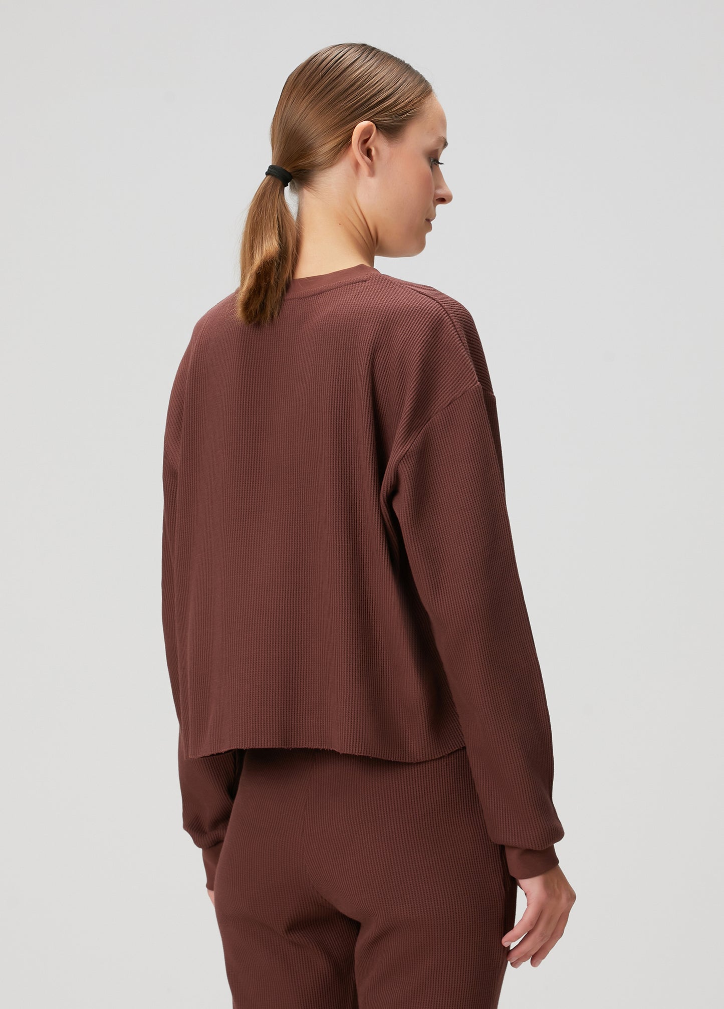 Waffle Crewneck Sweatshirt - Brown Stone