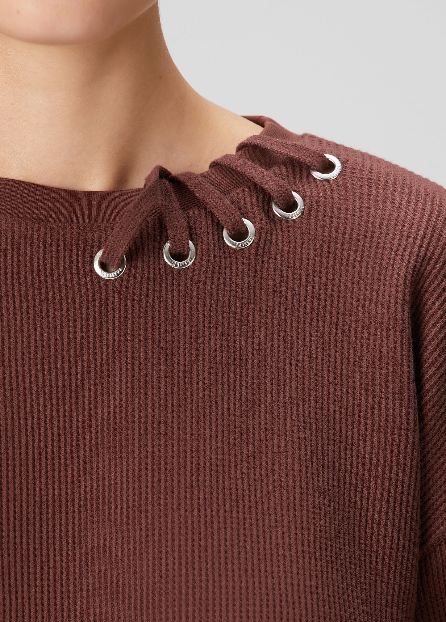 Waffle Crewneck Sweatshirt - Brown Stone