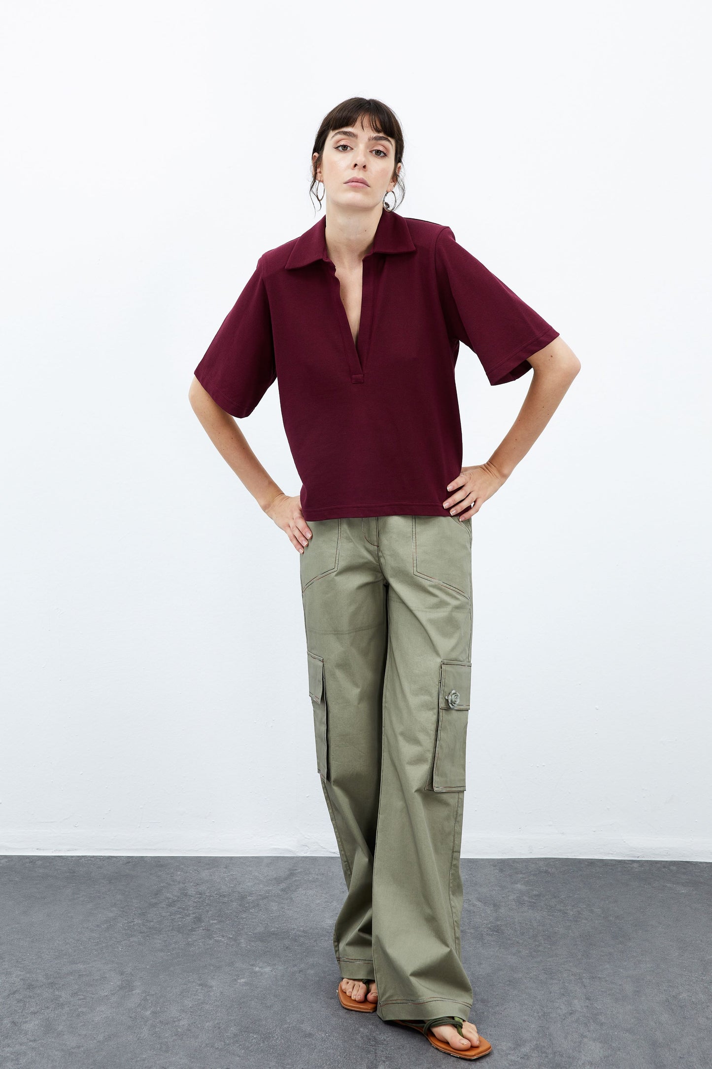 Daisy Vatkalı Polo - Bordo
