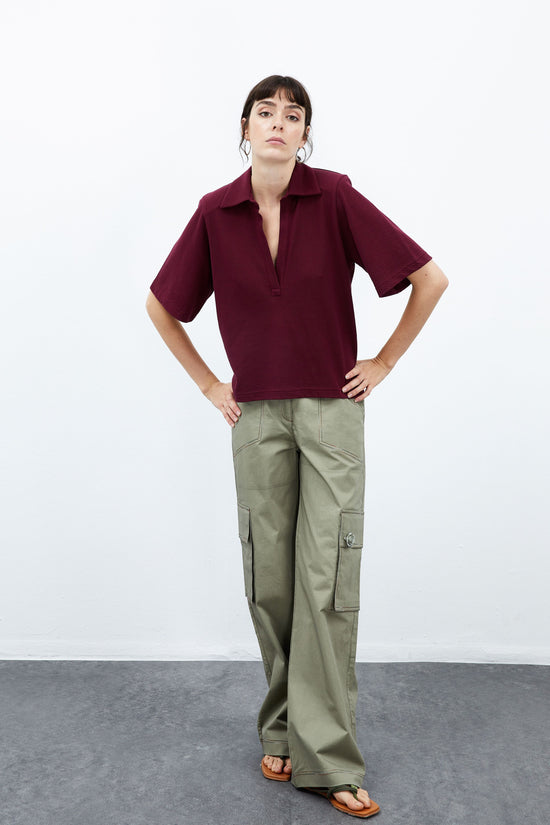 Daisy Vatkalı Polo - Bordo