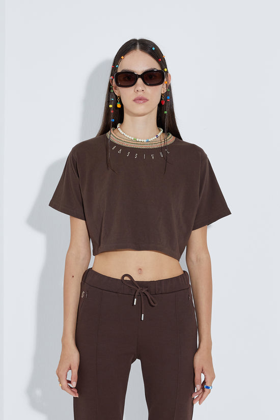High Density Crop T-Shirt - Brown