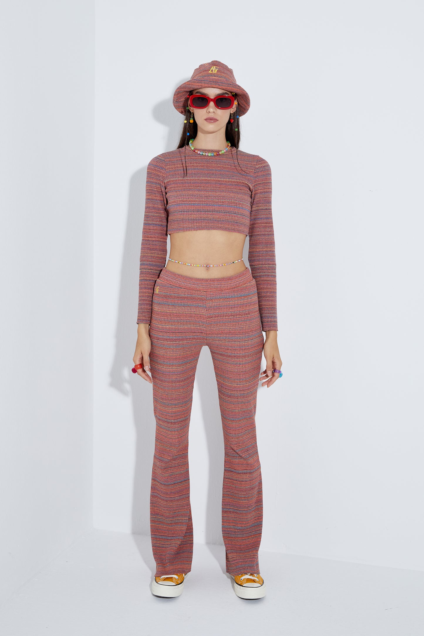 Knit Flare Sweatpants - Rainbow Azure