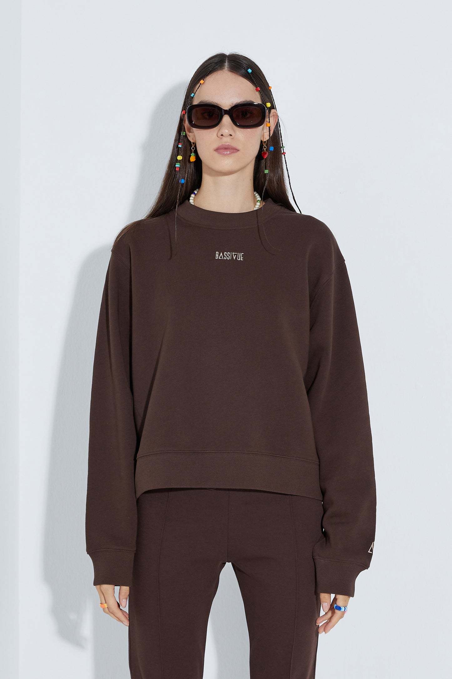 Cotton Crewneck Sweatshirt - Dark Oak