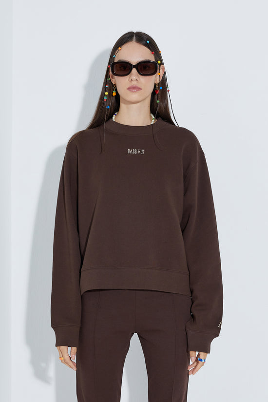 Cotton Crewneck Sweatshirt - Dark Oak