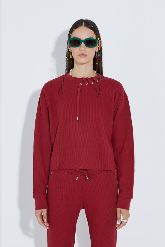 Waffle Sweatshirt - Wine
