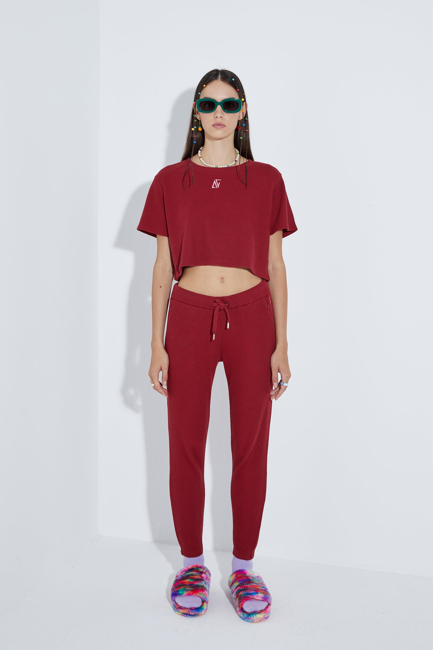 Waffle Sweatpants - Wine