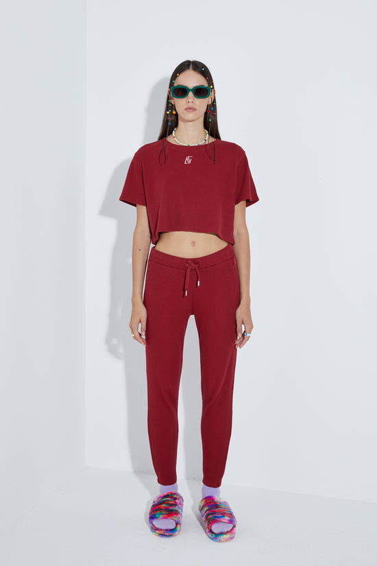 Waffle Sweatpants - Wine