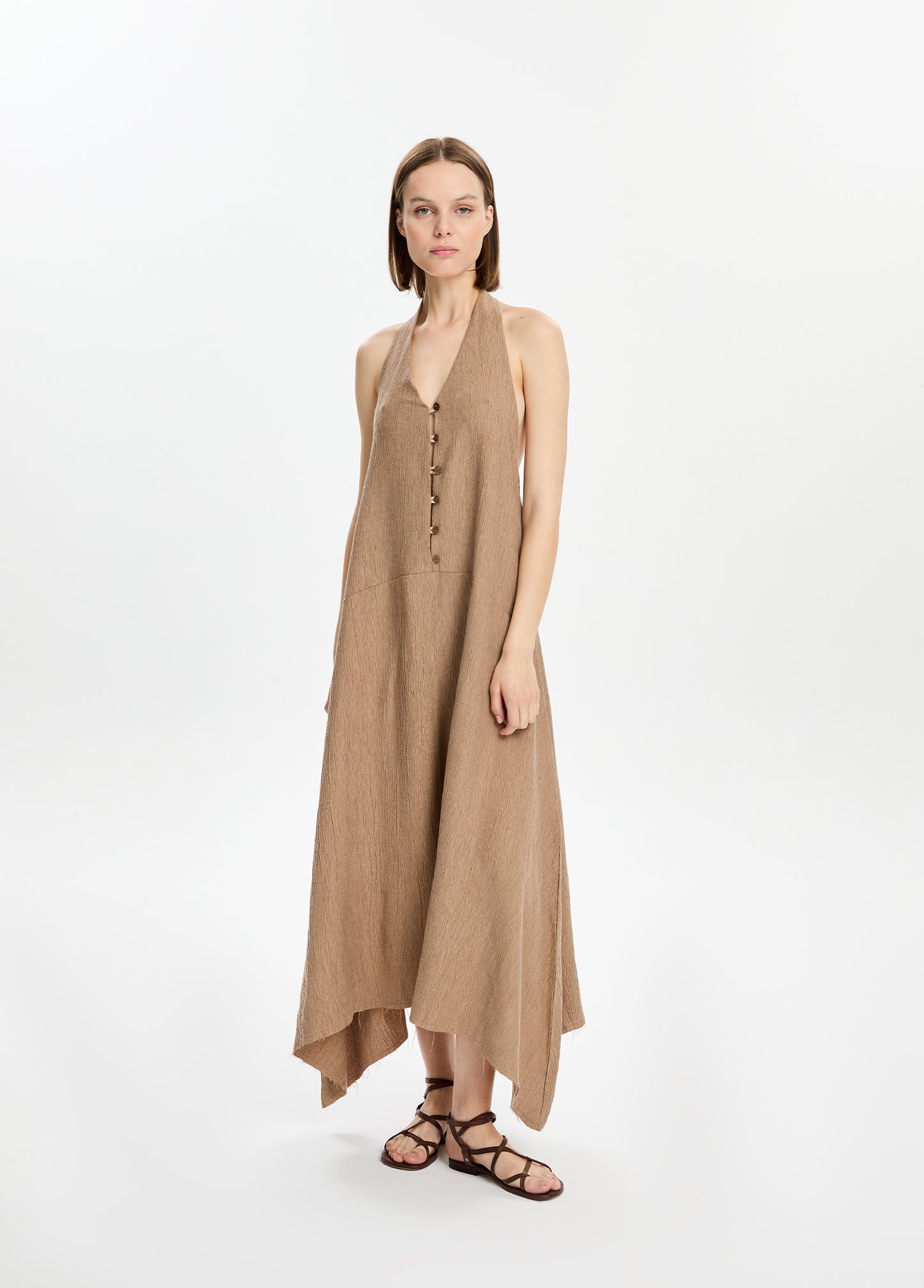 Textured Maxi Button Down Dress