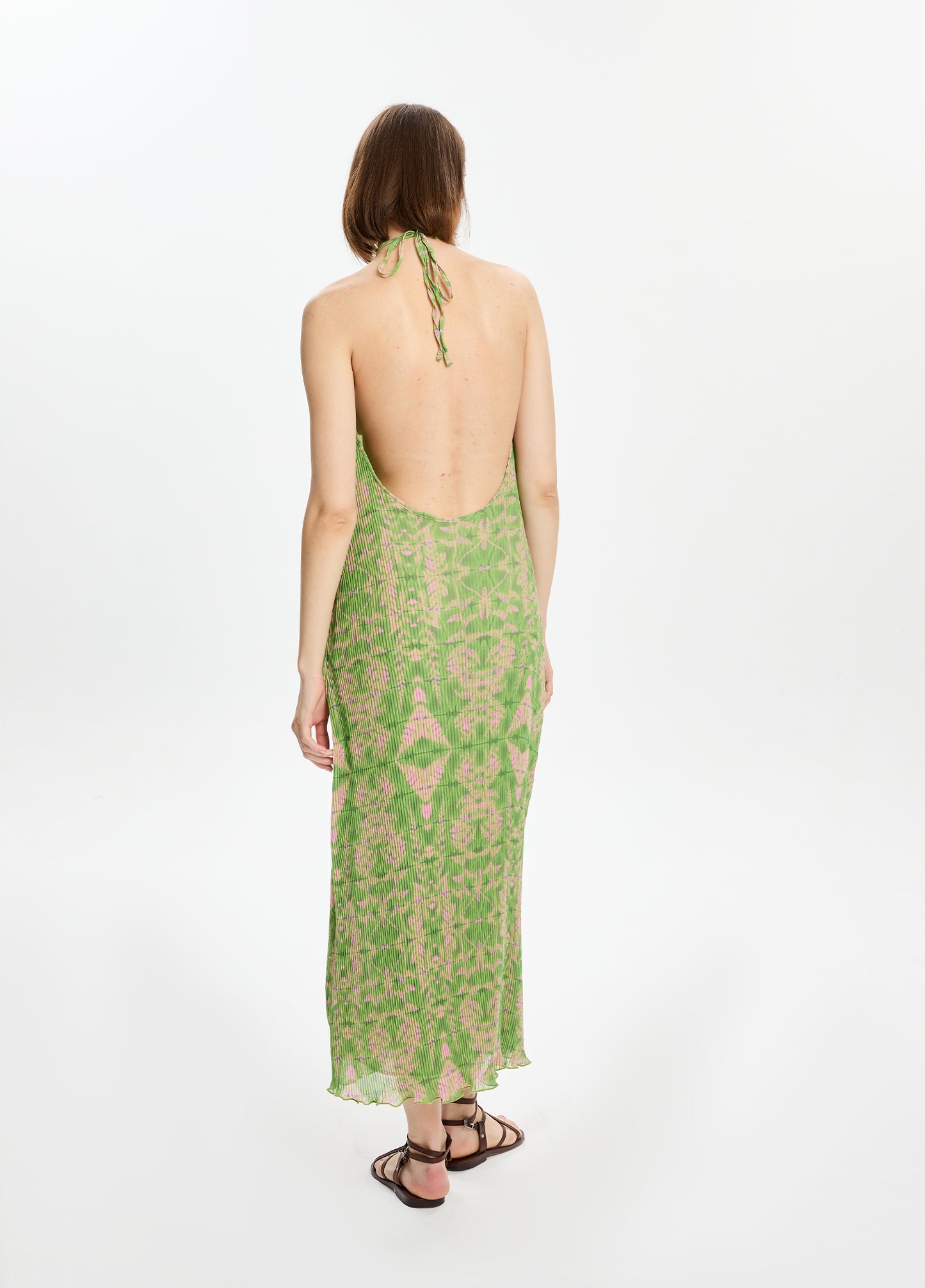 Pleated Printed Maxi Dress
