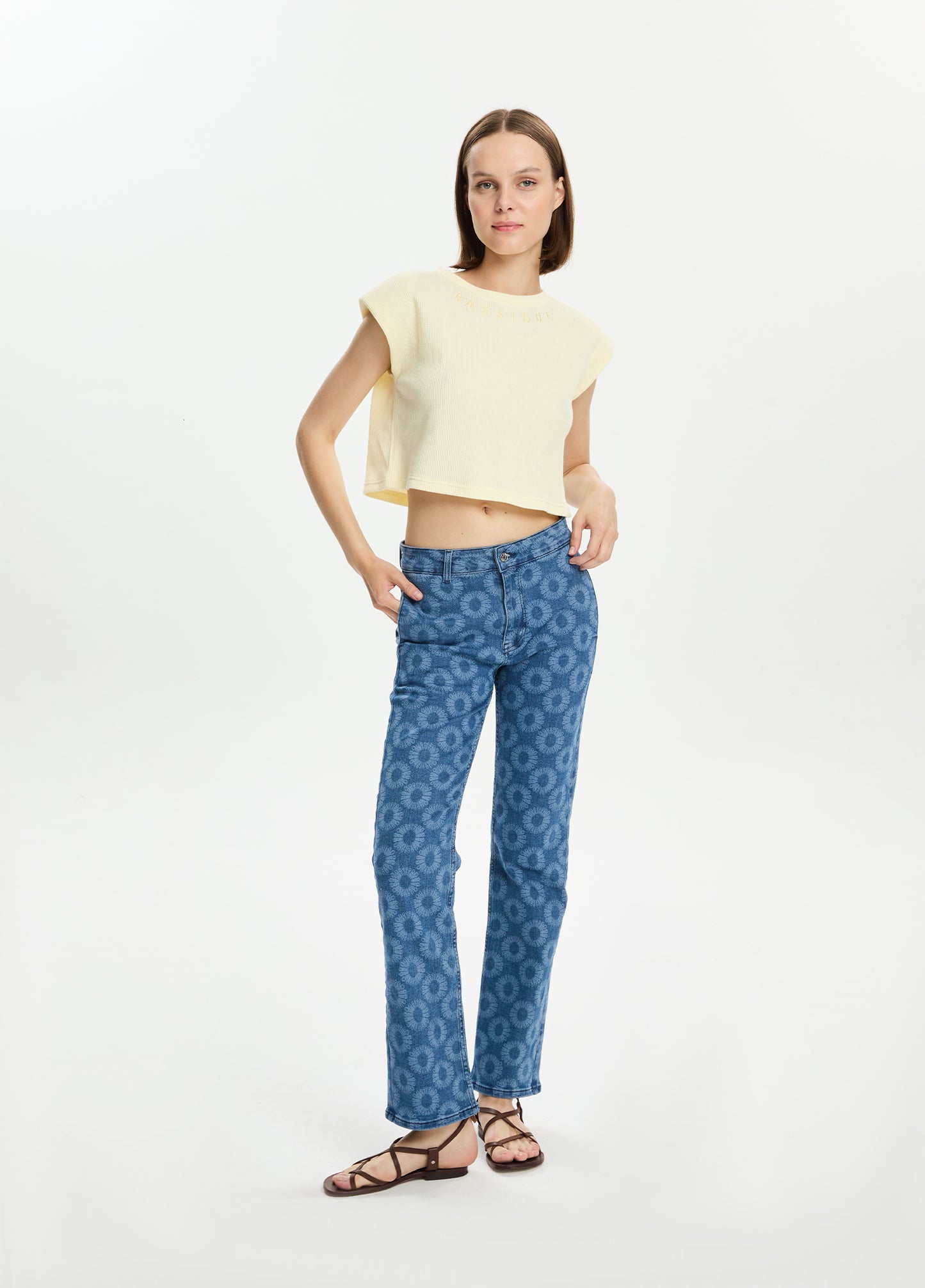 Laser Printed Straight-Leg Jeans