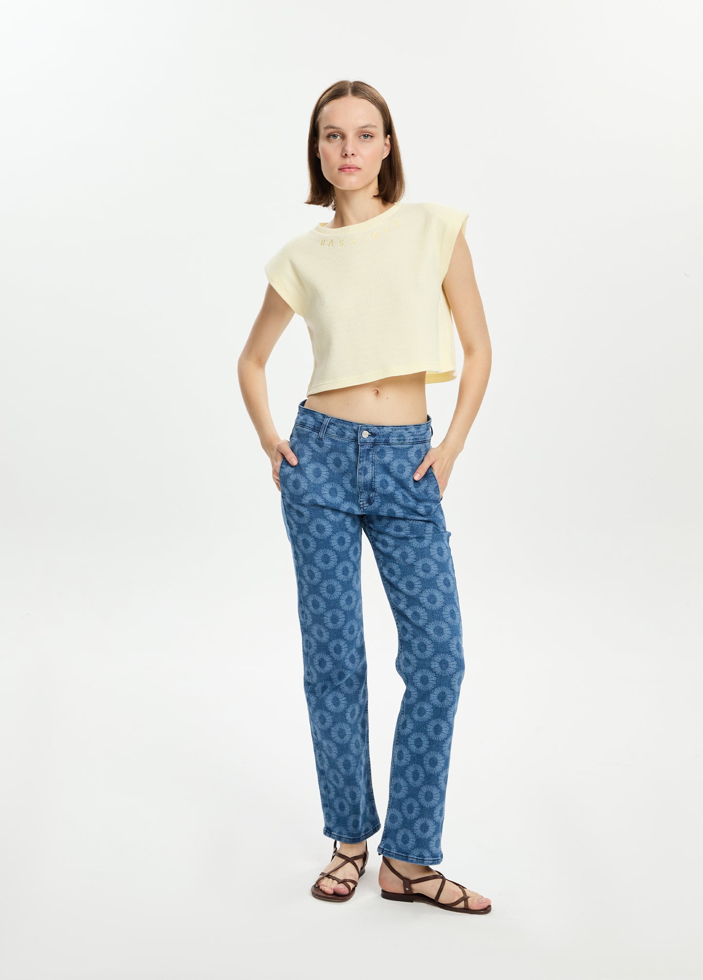 Laser Printed Straight-Leg Jeans