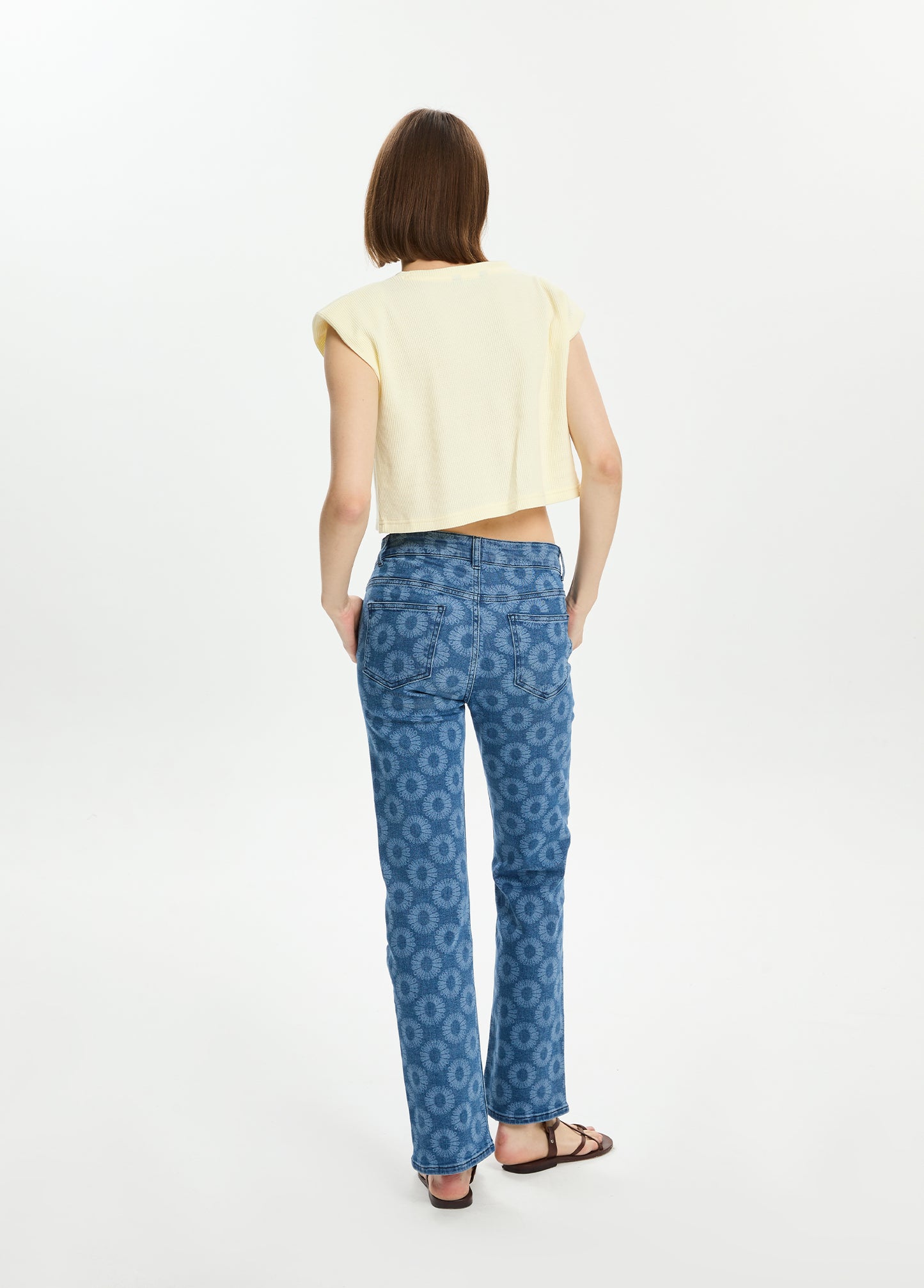 Laser Printed Straight-Leg Jeans