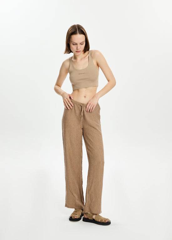Textured Straight Leg Pants