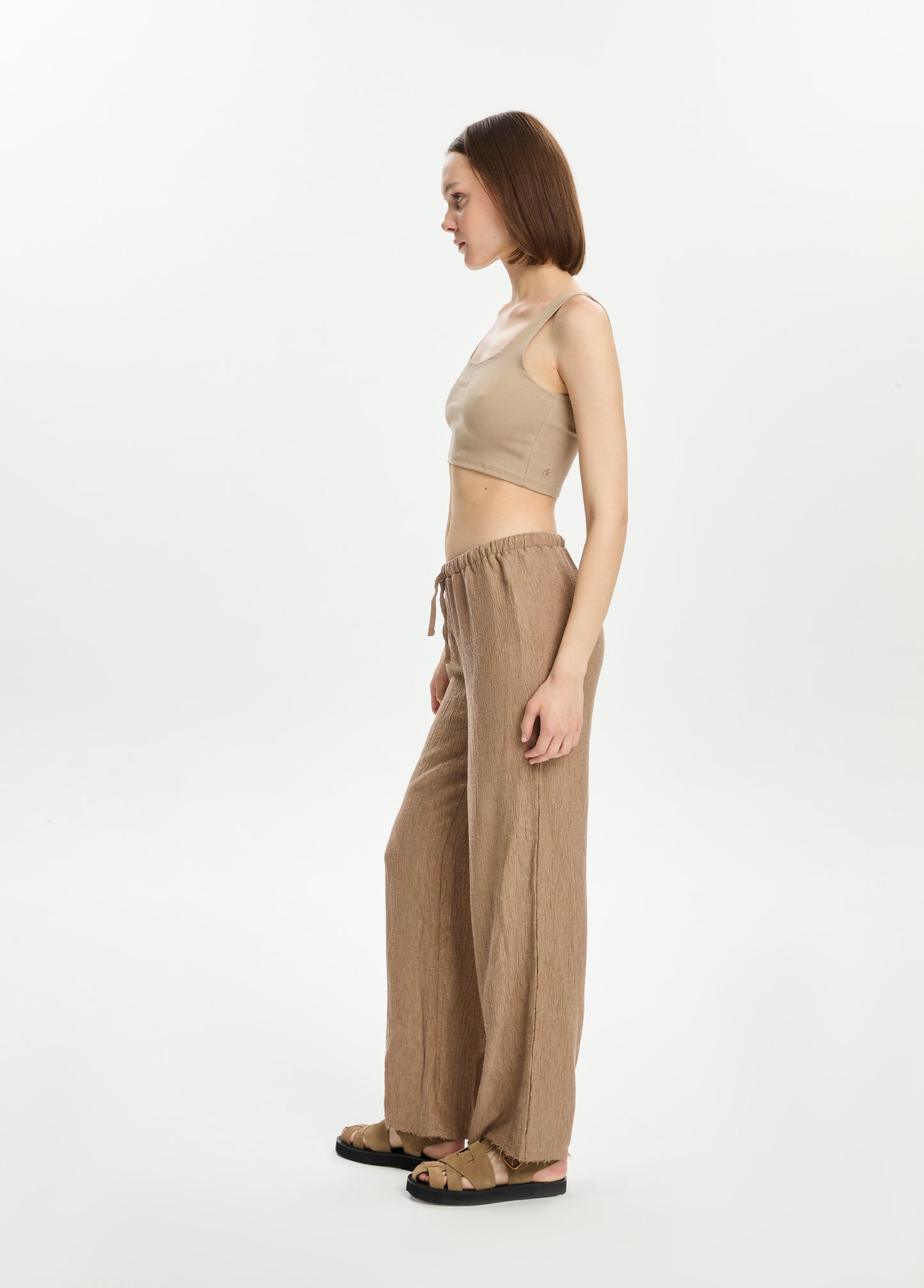 Textured Straight Leg Pants