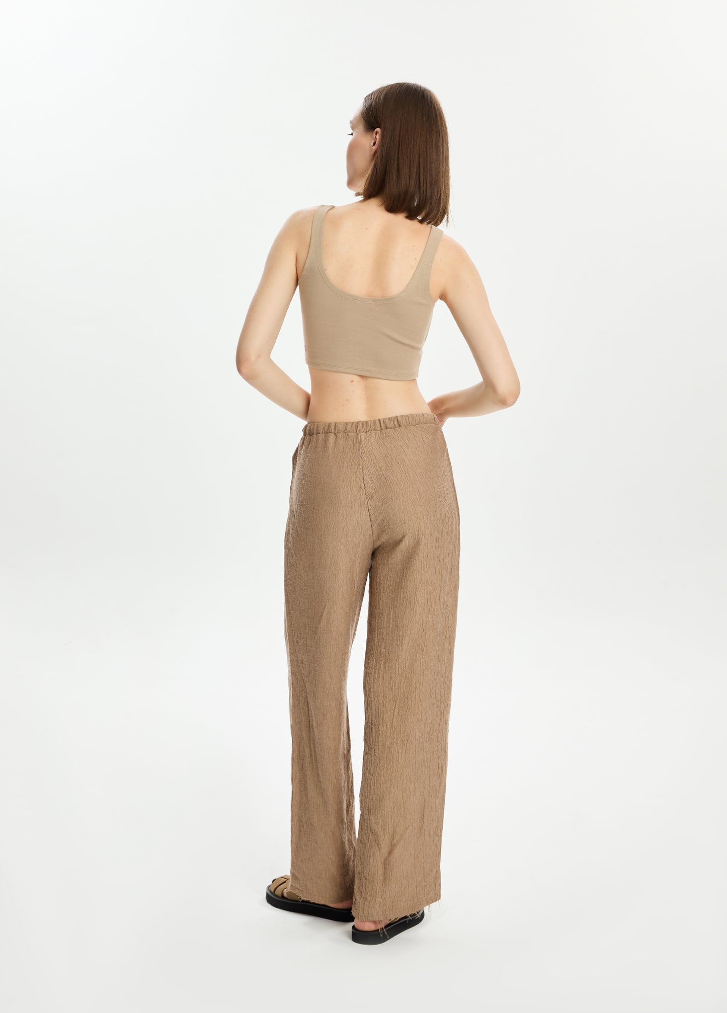 Textured Straight Leg Pants