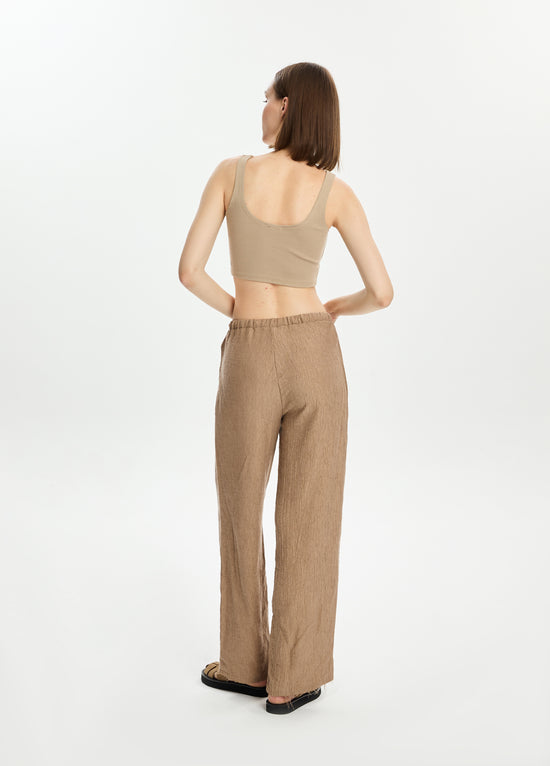 Textured Straight Leg Pants