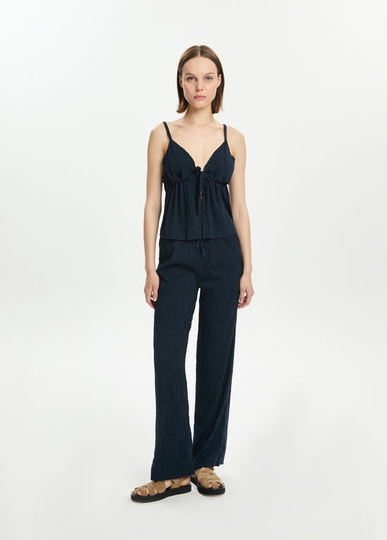 Textured Straight Leg Pants