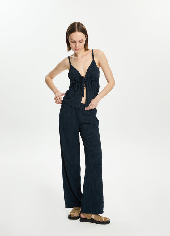 Textured Straight Leg Pants