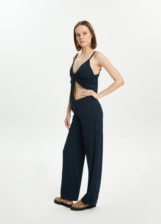 Textured Straight Leg Pants