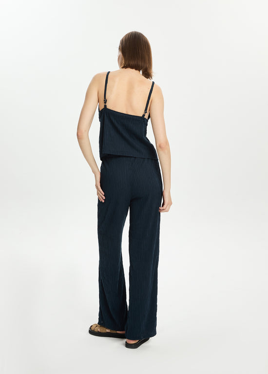 Textured Straight Leg Pants