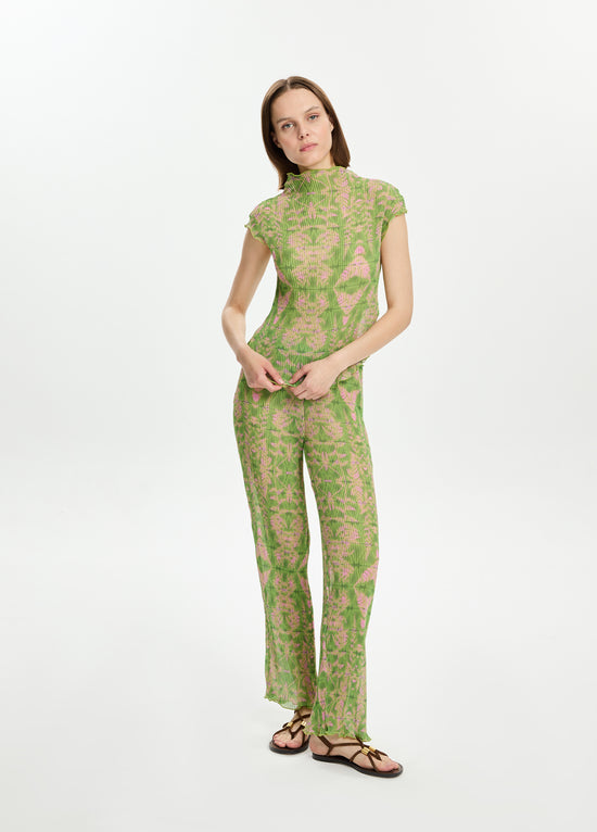Pleated Printed Pants